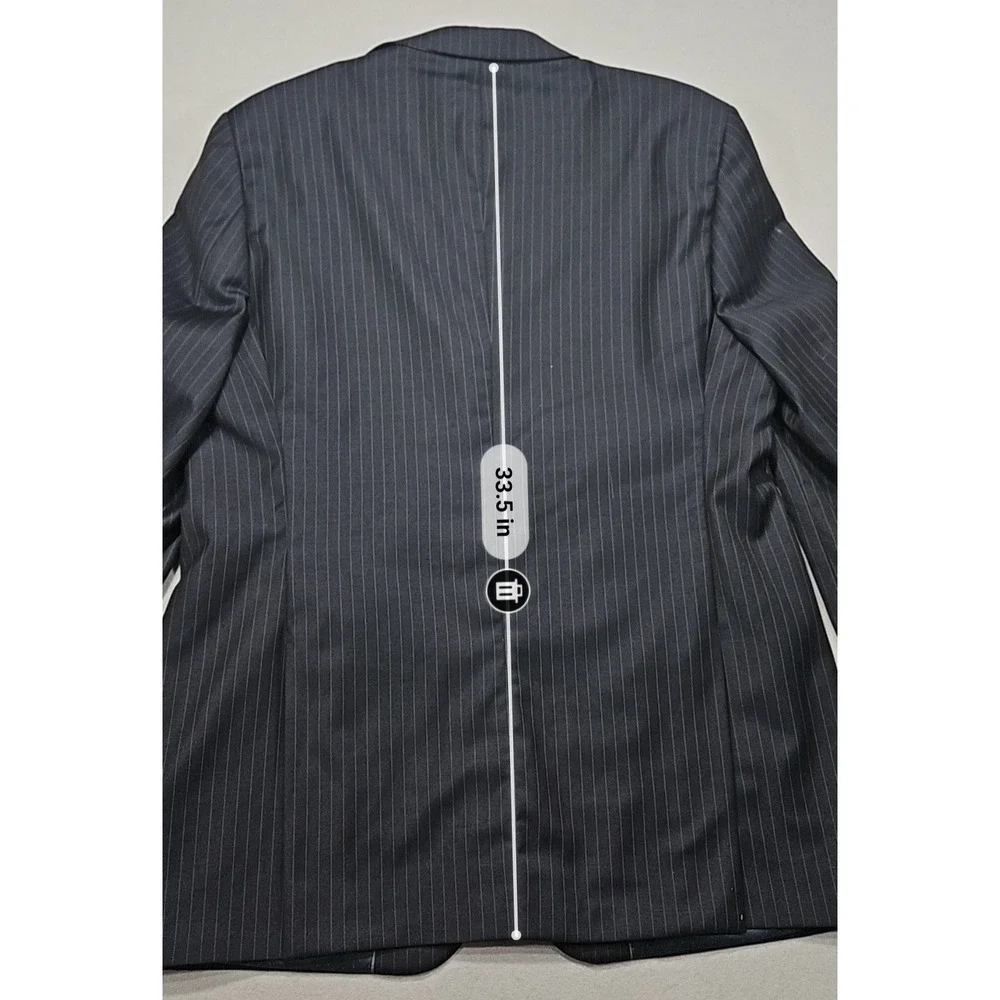 Mantoni Super 140S Pinstripe 2-Piece Suit Virgin Wool Navy Sz 46L